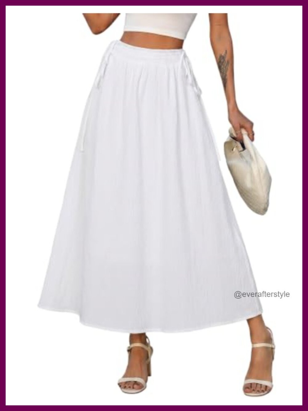 Women's High Waisted Maxi Skirt Flowy A-Line with Pocket Smocked Bohemian Long